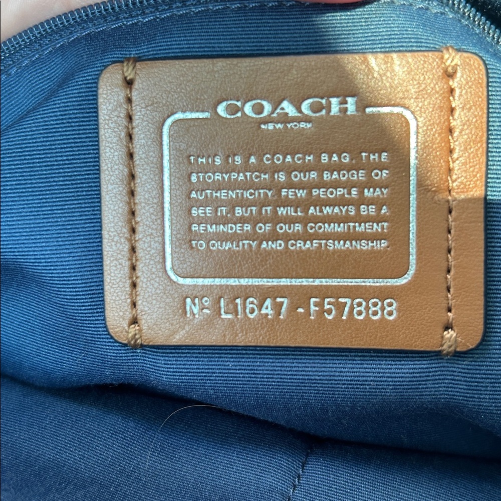 Coach City Tote in Brown Signature Floral with Blue Trim - Picture 8 of 8
